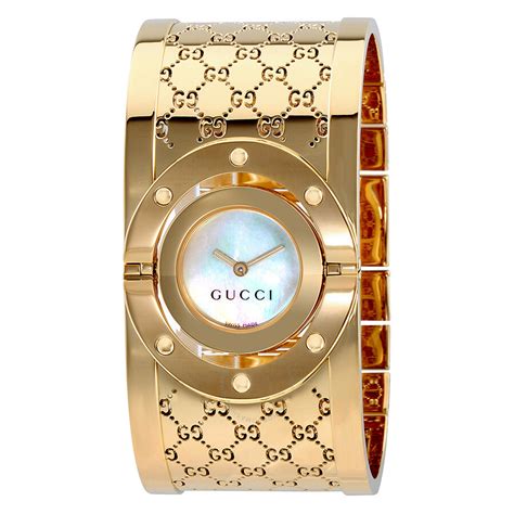 white gold gucci bangle watch|Gucci gold watch women's.